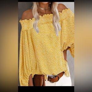 Off the shoulder yellow top